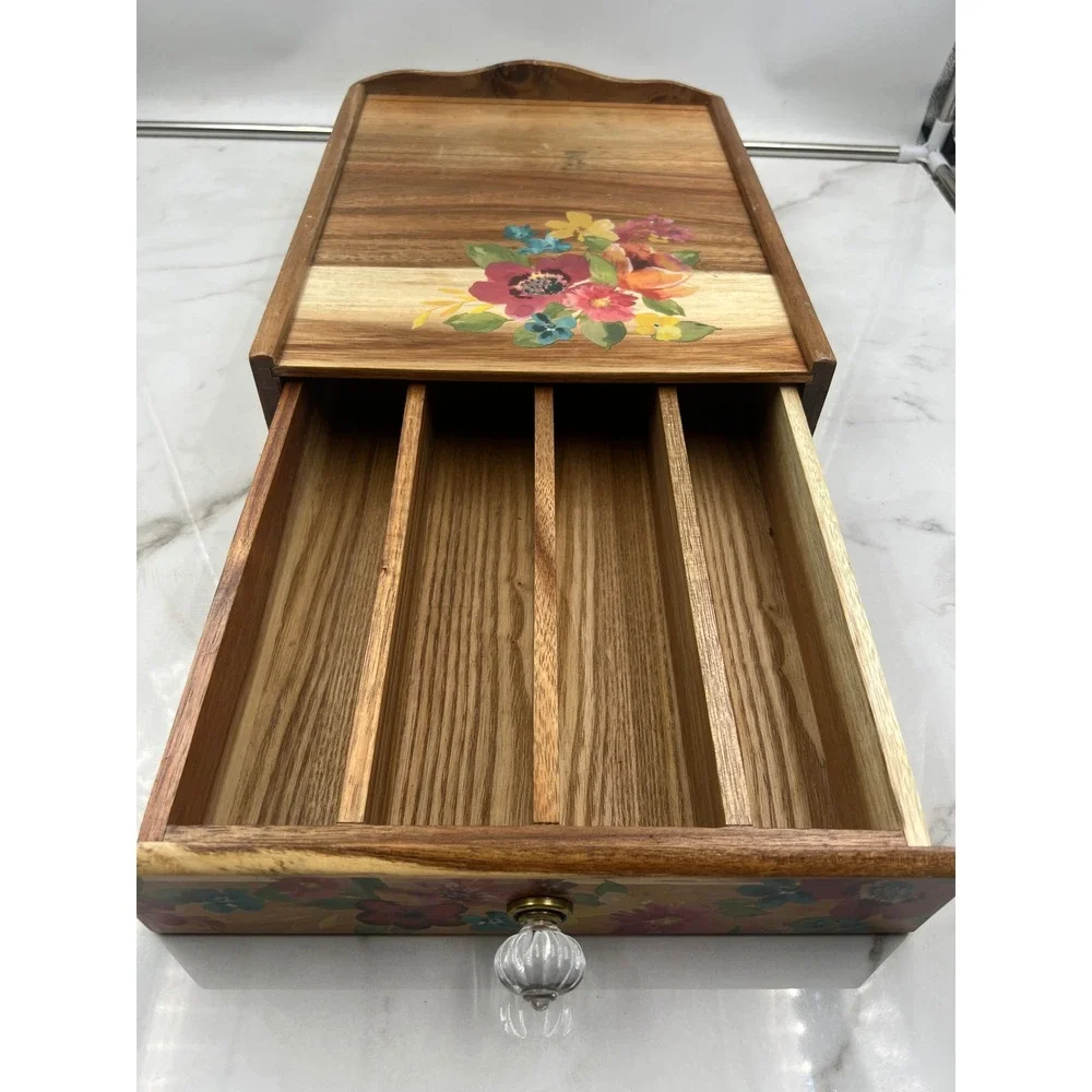 The Pioneer Woman Wildflower Whimsy 4-Compartment Wood Coffee Pod Organizer